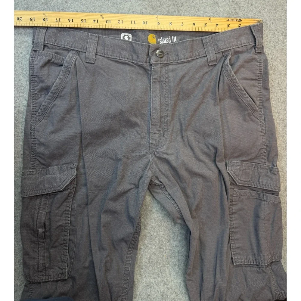 Carhartt Men Cargo Pants 38x29 Relaxed Fit Gray Force‎ Ripstop Workwear